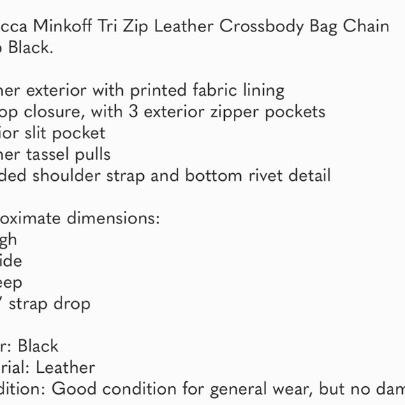 Rebecca Minkoff Tri Zip Leather Crossbody Bag Chain Strap Black Studded Moto - Picture 9 of 11